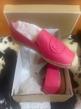 Michael Kors Bright Pink Leather Espadrille Slip-On